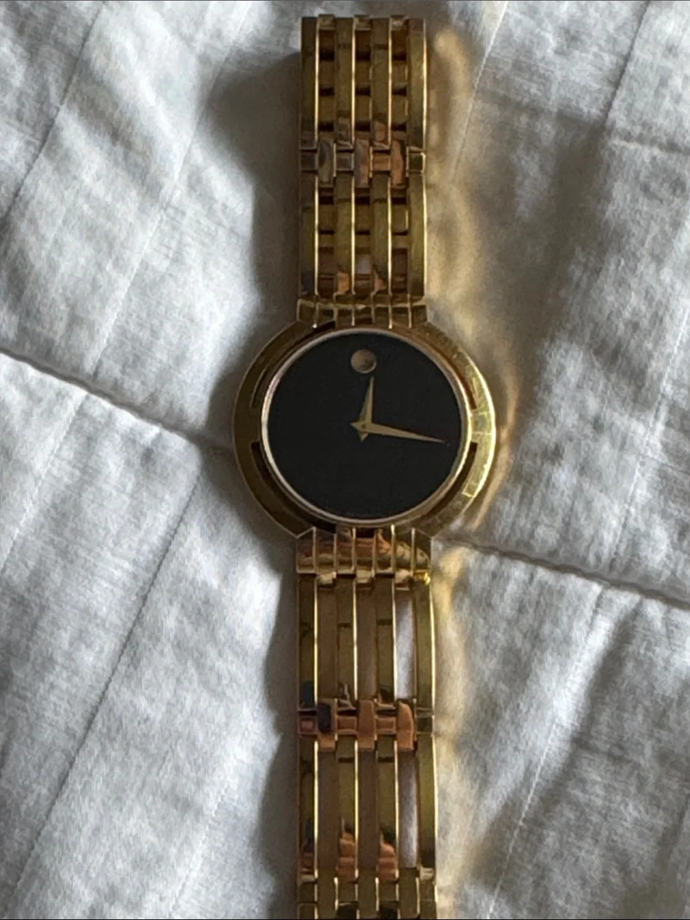 Gold Men's Movado Watch with Black face - Picture 1 of 7